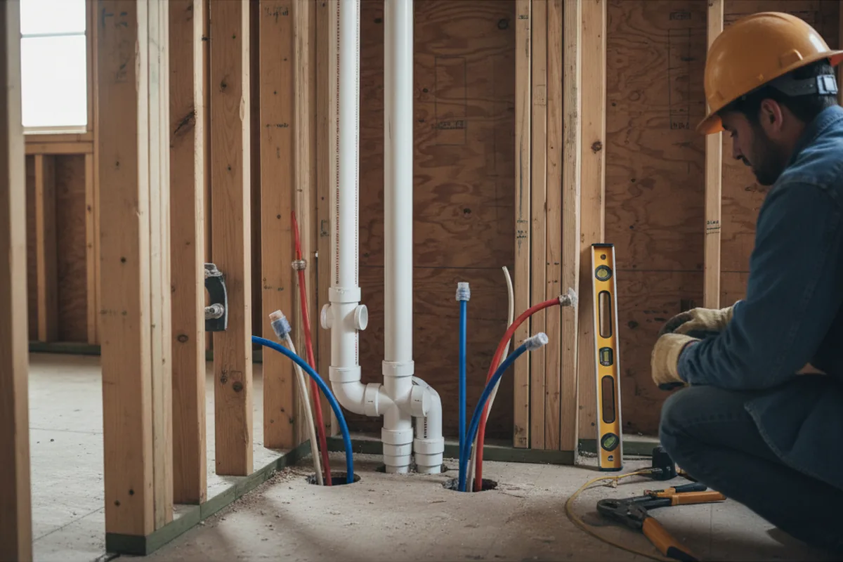 Drain and supply rough-in during Sump Pump Repair in Mechanicstown