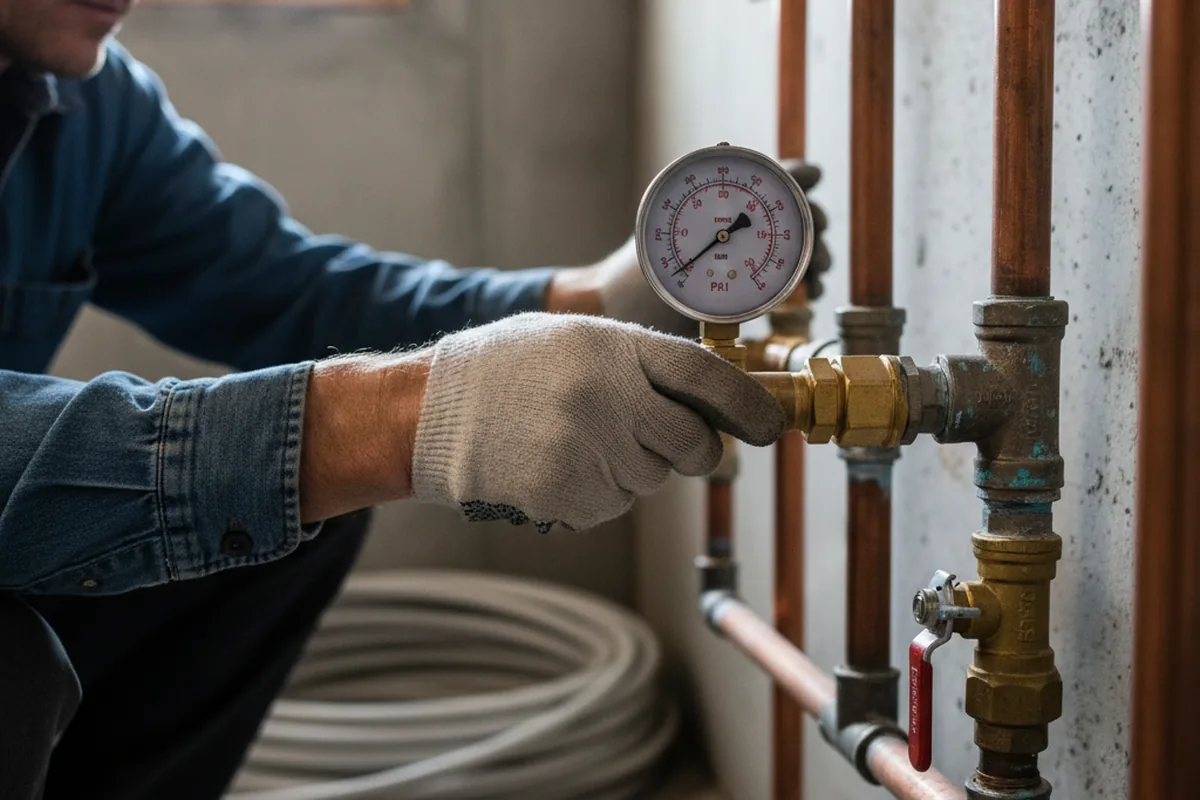 Pressure testing a repaired line during Water Line Repair in Mechanicstown